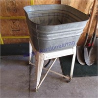 Square galvinzed wash tub on stand