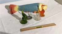 Coy Fish Carving, Glass & Metal Bird Figures