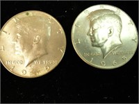 2 Silver Half Dollars 1965, 1969