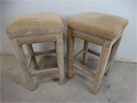 Pair of Upholstered Parsons Style Bar Stools.