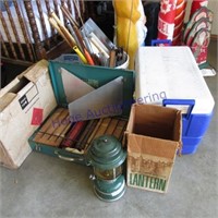 Camp items, coleman lantern, igloo cooler