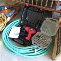 Garden hose, skill saw, socket set