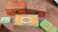 Antique tin and cigar boxes - 5 pcs