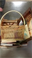 Wood frames and wicker basket