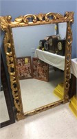 Carved Wood Framed Beveled Mirror, 56" Tall