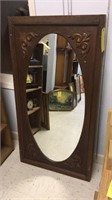 Wood Framed Oval Mirror, 54" Tall
