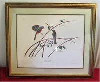 Framed Ray Harm print - "Painted Bunting" 23"x27"