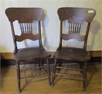 Pair of oak dining chairs