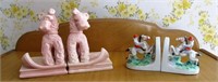 2 Pair of bookends - dogs on book of law/horse