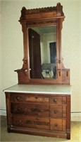 Eastlake Victorian walnut 3 drawer dresser with