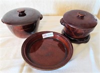 4 Piece Old Hickory Stoneware - 2 covered