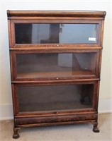 3 Section Oak stacked book case, 38"h x 24"w x 12