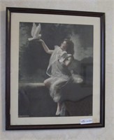 Early steel cut lithograph "Love's Messenger",
