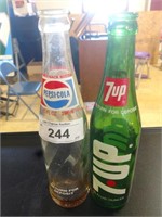 Pepsi and 7up glass bottles
