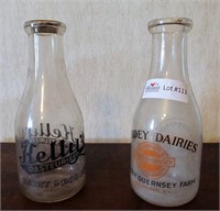 2 1-Quart Milk Bottles  Roddey Dairies, Columbia,