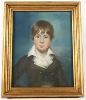 American School Pastel Portrait of Young Boy