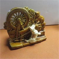 MCCOY DOG AND SPINNING WHEEL PLANTER