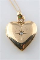 14k Yellow Gold Heart Shaped Locket with Chain