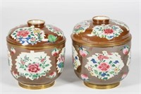Pair of Chinese Export Porcelain Batavia Ware Jars