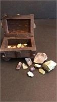Fantastic wooden box and natural stones