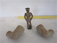 Cast Iron Army man & early clay pipes