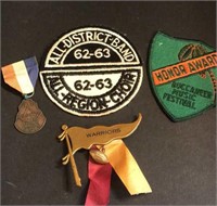 Vintage school patches and pins