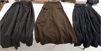 Long wool ladies skirts (3), black & brown