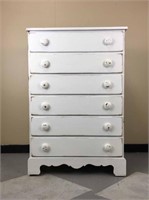 Wooden painted tall boy chest of drawers