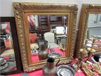 Ornate Gilt Gesso Beveled Glass Mirror 34" x 29"