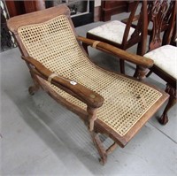 Antique Chaise Lounge with Woven Seat