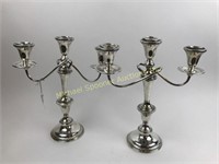 PAIR HAMILTON STERLING THREE ARM CANDELABRA