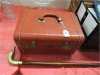 Brass Duck Head Cane, Vanity Suitcase w/contents