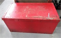 Pained Red Metal Trunk w/Lift Tray Top