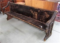 Antique Church Pew Bench with curved arms