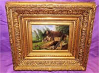 Adolphe Francois Gosset Farm House Oil Painting
