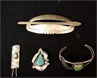 Navajo old turquoise & feather Jewelry