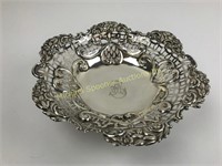 STERLING MONOGRAMMED LACE LIKE RETICULATED BOWL