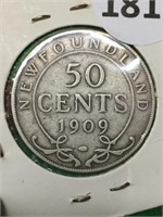 1909 Nfld 50 Cent Coin