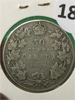 1929 Canadian 50 Cent Silver Coin