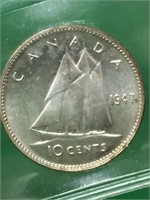 1947  "m.l.( I.c.c.s.m.s.64) Canadian Silver $.10