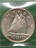 1945( I.c.c.s.m.s.62) Canadian Silver $.10