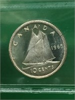 1965( I.c.c.s.p.l..65 Cameo) Canadian Silver $.10