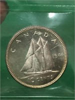 1944( I.c.c.s.m.s.64 H.c) Canadian Silver $.10