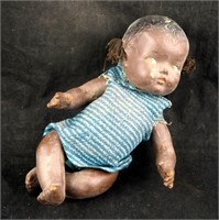 Antique 1930's Black Composite Baby Doll 9"