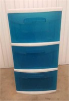 Blue 3 Drawer Plastic Storage