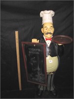 Unique Butler Statue with Tray and Chalkboard