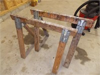 PAIR OF WOODEN SAW HORSES