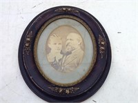 Atq Oval Framed Picture of Couple