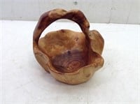 Hand Crafted Wood Basket 9" Across x 8" Tall