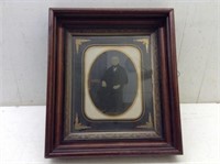 Atq Paint on Tin Type Framed Picture  14 x 16 OSF